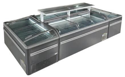 Τοπ γλιστρώντας ψυκτήρας R404a R290 490L 610L νησιών πορτών γυαλιού γυαλιού υπεραγορών